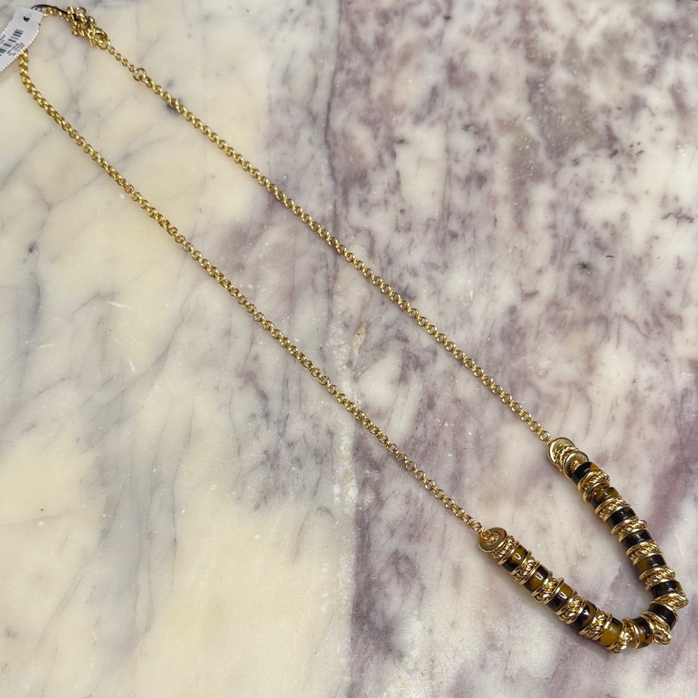 Talbots Gold-Tone Necklace with Amber Bead Accents - Picture 4 of 6